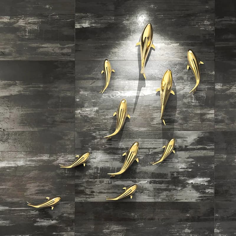 European electroplating fish 3D three-dimensional wall decoration living room dining room background wall decoration room decor