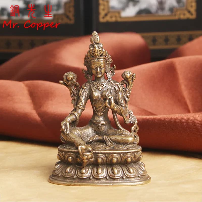 Aprox 5.2CM Height Green Tara Small Copper Statues Tantric Statues Buddha Statue Buddhism Buddhist Figure Figurine Desktop Craft