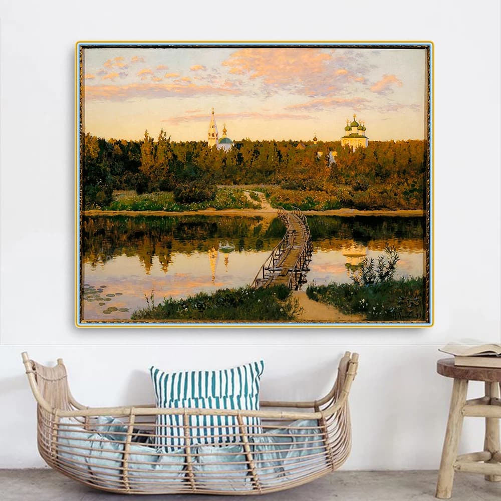 Levitan Isaak Iliich《Church in the forest》Canvas Oil Painting Artwork Poster Picture Modern Wall Decor Home Decoration
