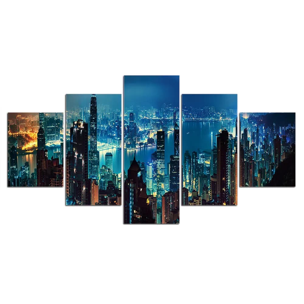 No Framed 5 Pieces Canvas Pictures Metropolis Big City Home Decor Modular Pictures Modern Canvas Paintings Printed Wall Art