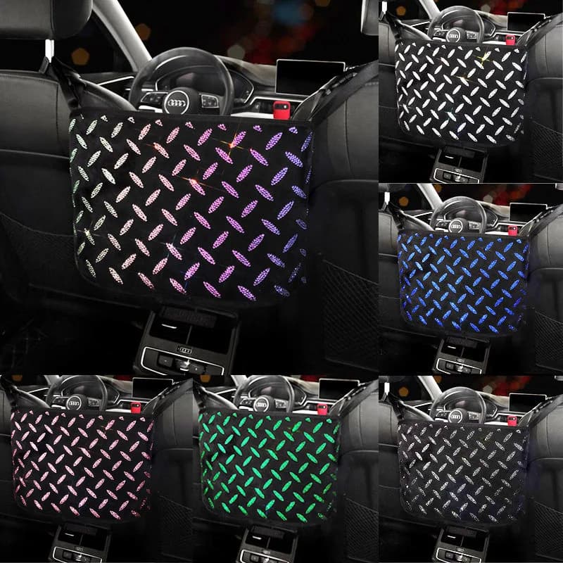 Crystal Car Seat Back Storage Bag Large Capacity Pocket Waterproof Hanging Car Seat Organizer Garbage Bag Suitable for Most Car