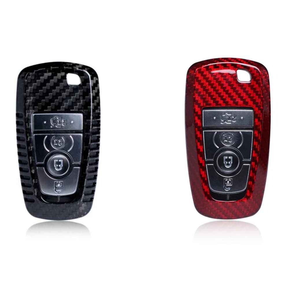 Auto Remote Smart Key Fob Case For Ford Expedition Explorer Mustang 2019 Car BlackRed Real Carbon Fiber Keychain Cover Cap Shell