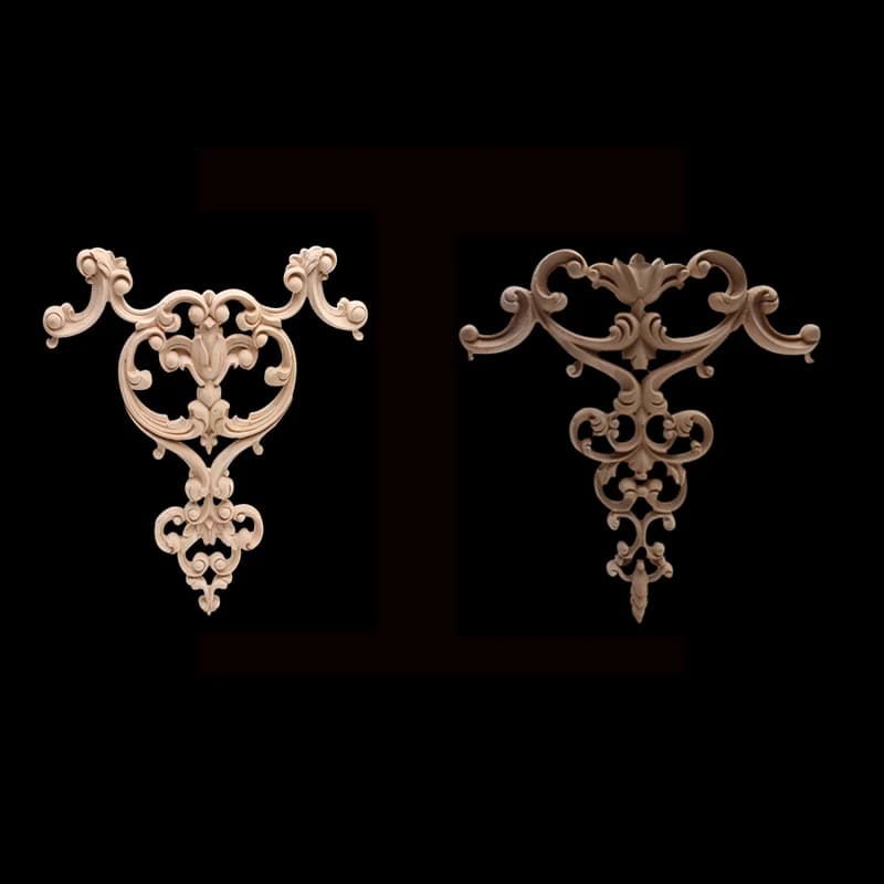 Wood Applique Onlay Wood Frame Wood Mouldings Carved Unpainted Ornamental Long Floral Flower Wooden Furniture Corner Cabinet NEW