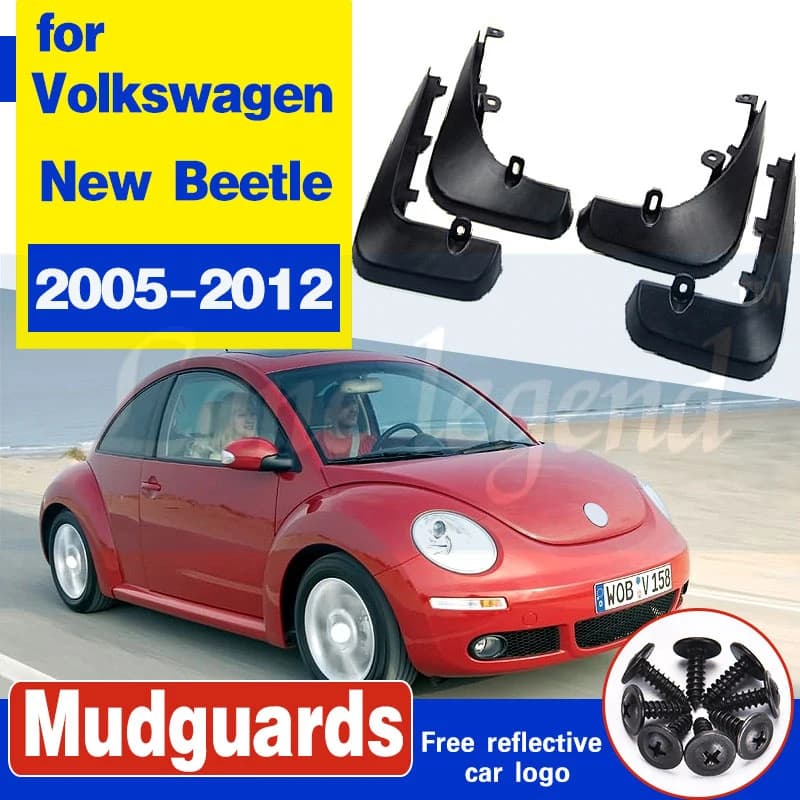 For VW New Beetle 2005-2012 Mudflaps Splash Guards Front Rear Mud Flap Mudguards 2006 2007 2008 2009 2010 Set Molded Mud Flaps