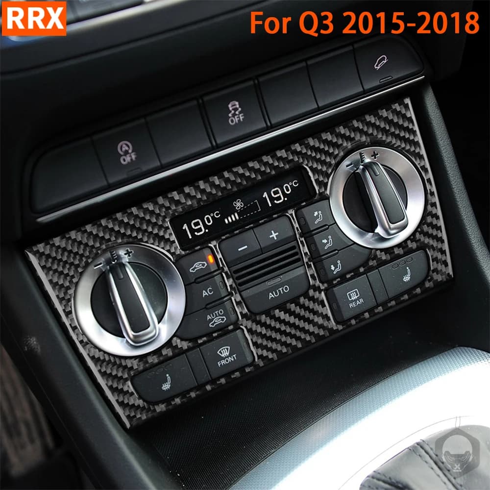 For Audi Q3 2015-2018 Real Carbon Fiber Sticker Central Air Conditioning Control Display Panel Car Accessories Inside Decorative