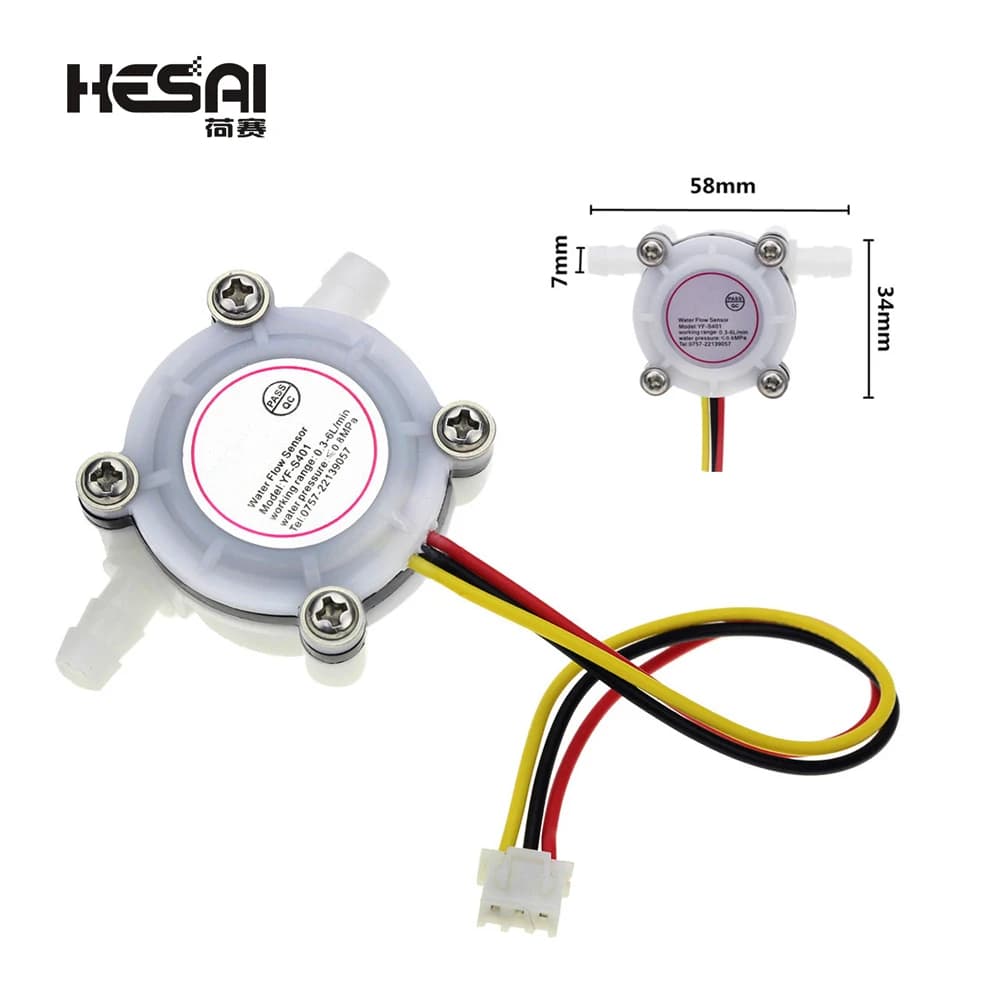 Water Flow Sensor 0.3-6L/Min with Switch Meter Flowmeter Counter for Water Control 1/4 Inch 1.75MPa DIY Kit