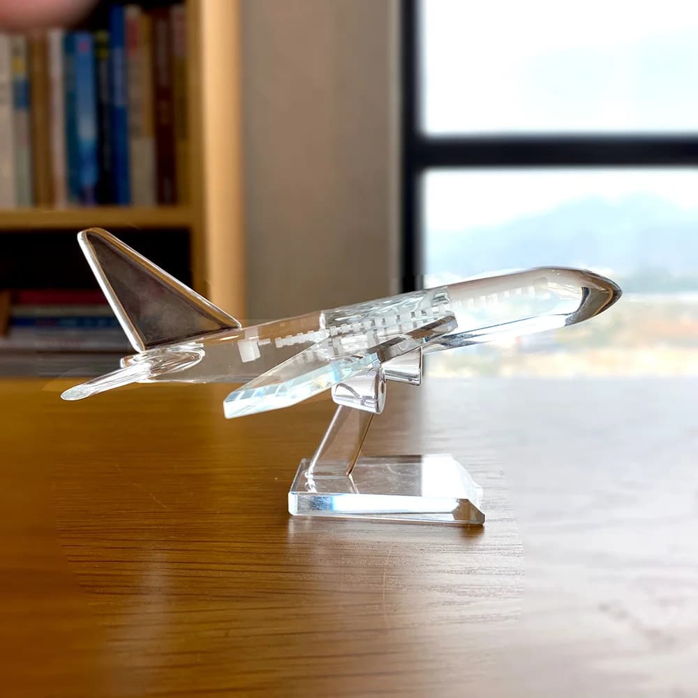 Clear Crystal Cute  Aircraft Figurines Glass Airplane Paperweight Ornament Statue Collectible Home Decor Christmas Birthday Gift