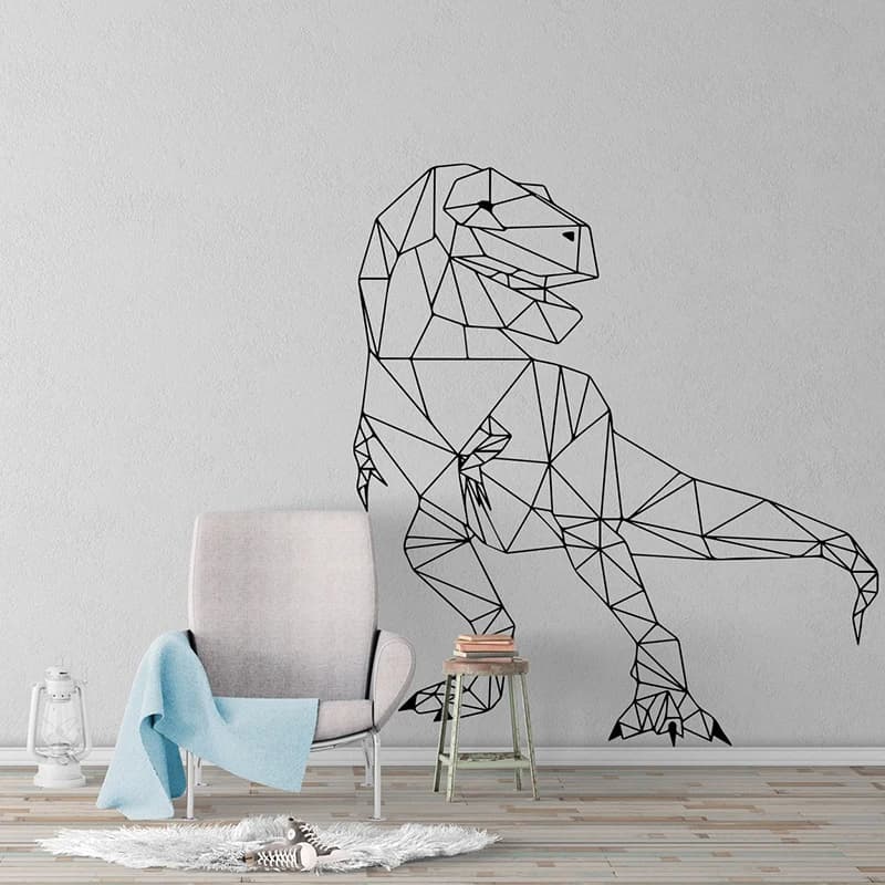 Large Geometric Dinosaur T-Rex Wall Sticker  Boy Room Kids Room Zoo Animal Dinosaur Wall Decal Bedroom Vinyl Decor