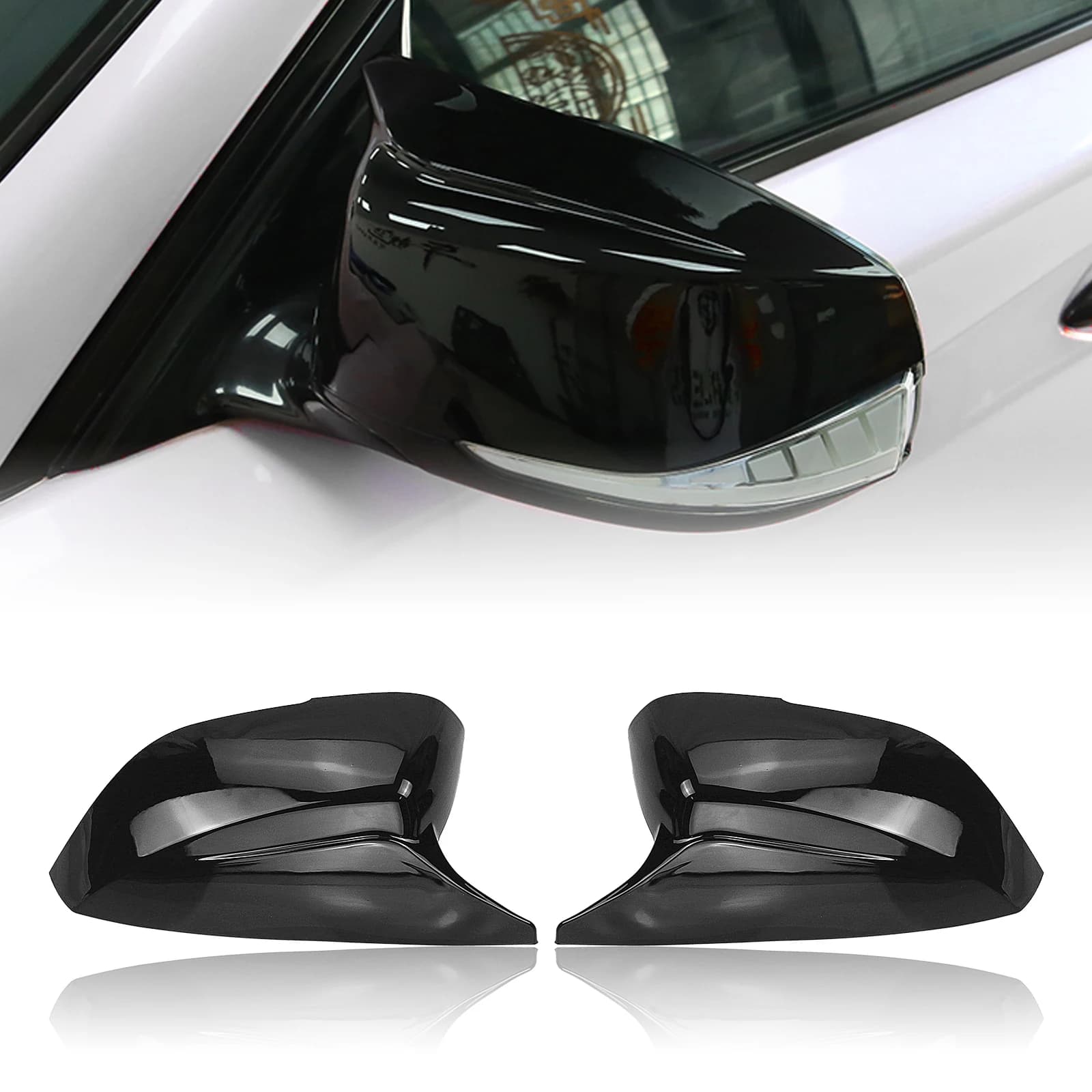 Mirror Cover For Infiniti Q50 Q50S Q60 QX30 Q70 2014-2023 Car Exterior Gloss Black/Carbon Fiber Look Rear View Caps Shell Add On
