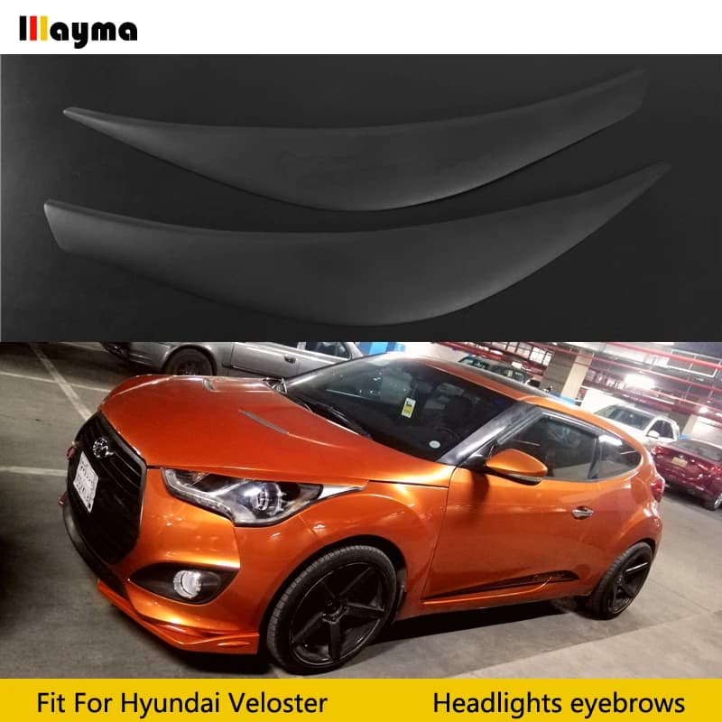 LP Style For Hyundai Veloster 1.6L 1.6T Fiber Glass Wide Body Headlight Eyebrow FRP Bumper Eyelid Auto Body Kit Eyebrows 1Pair