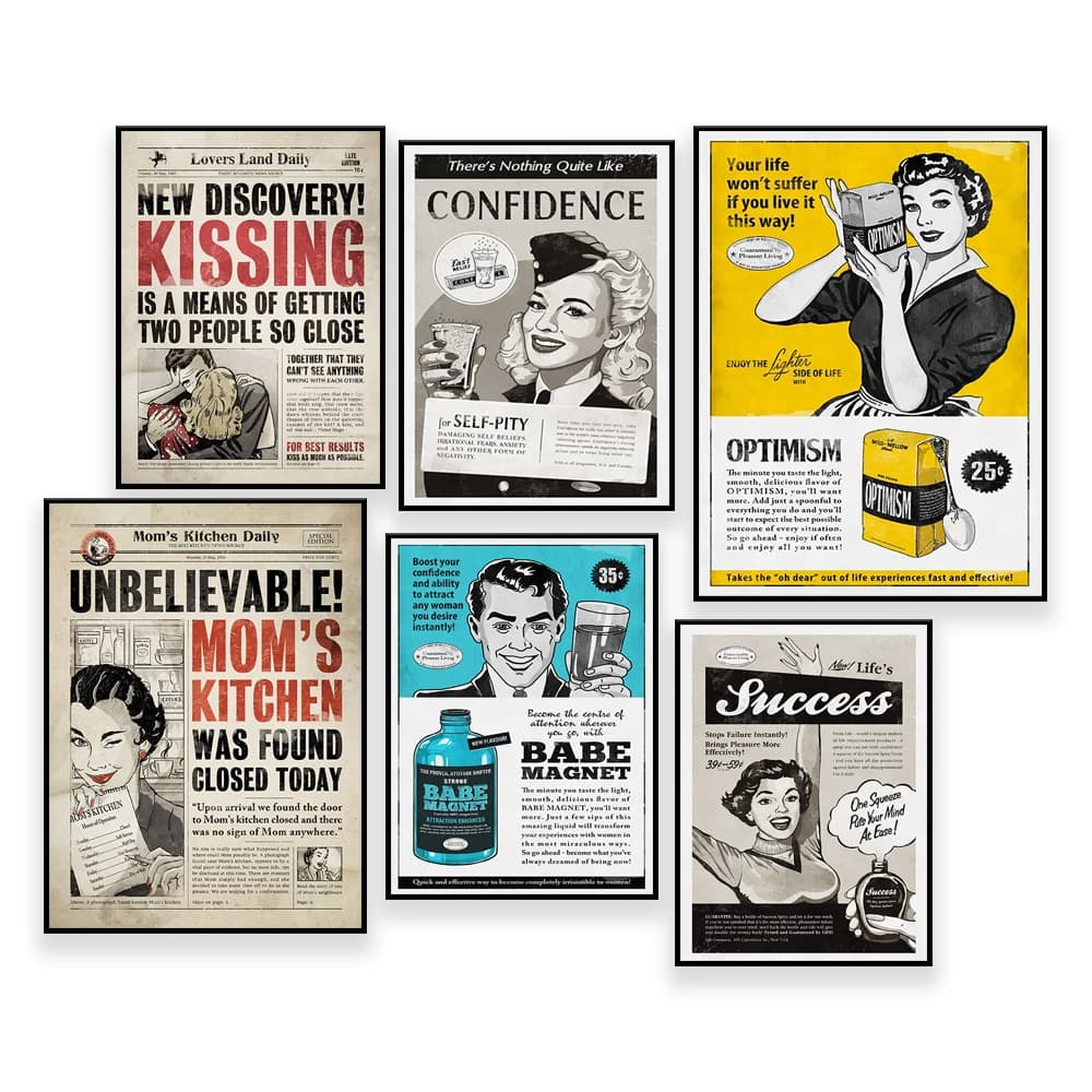 Retro art print, love wall art, funny wall art, valentines gifts, newspaper wall art, newspaper art print
