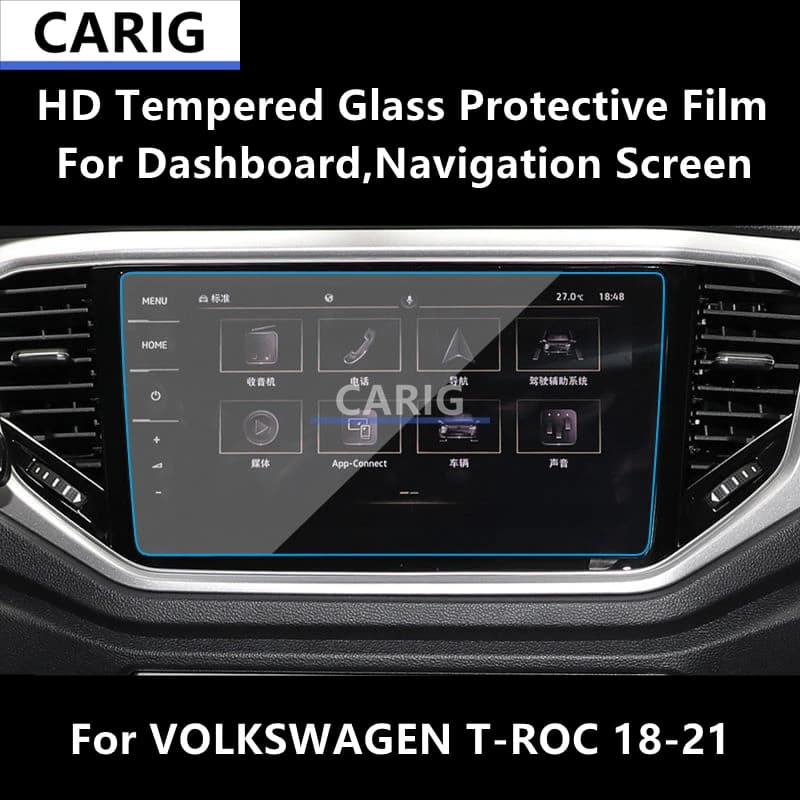 For VOLKSWAGEN T-ROC 18-21 Dashboard,Navigation Screen HD Tempered Glass Protective Film Anti-scratch Repair Film Accessorie