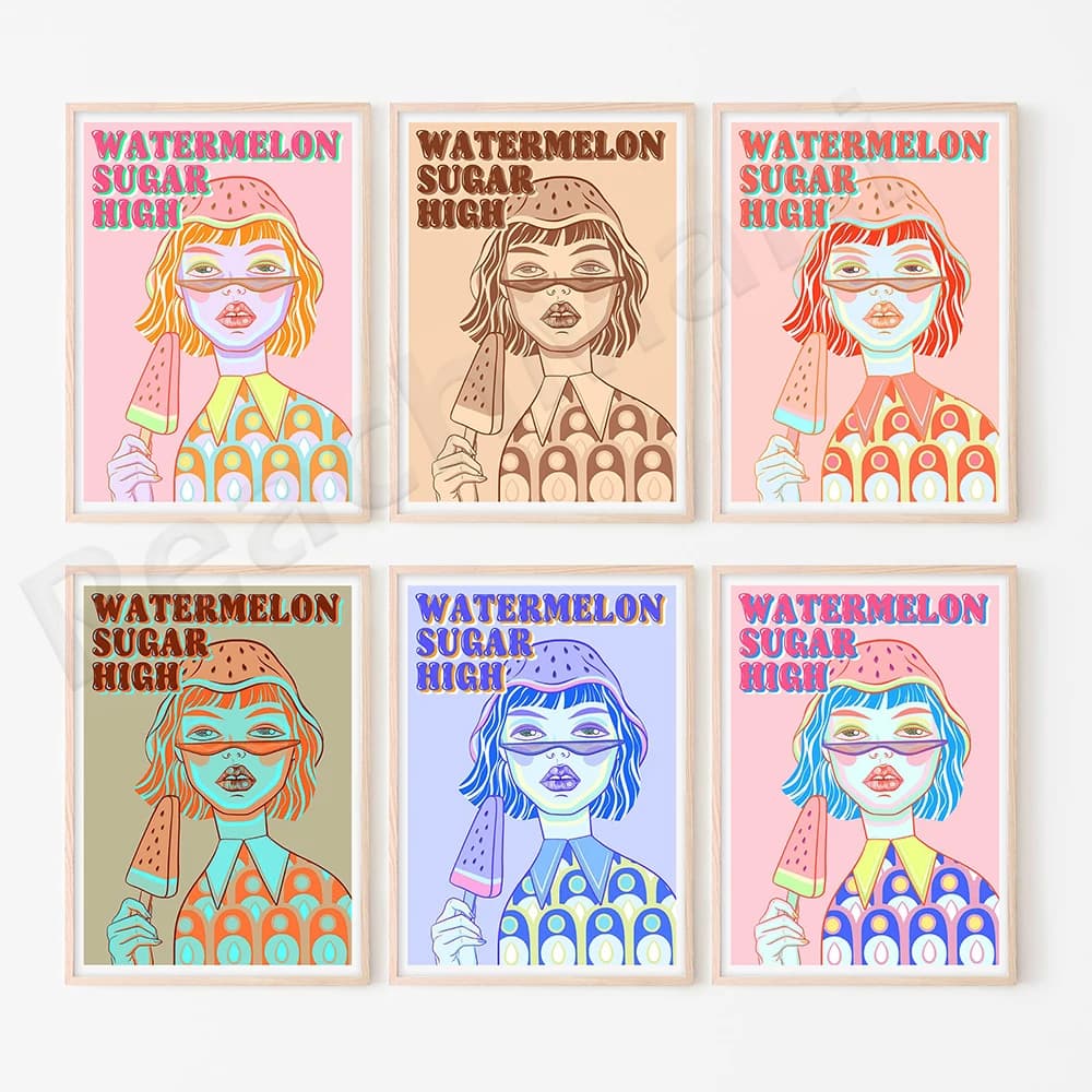 'Watermelon Sugar' Lyrics Print • 6 Colourways Unframed • Illustration Music Lyric Art Poster