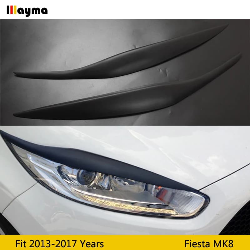 Fiber glass Car Eyebrows For Ford Fiesta 2013 - 2017 year MK7.5 FRP matte black Primer lamp eyelid front Headlight Cover Sticker