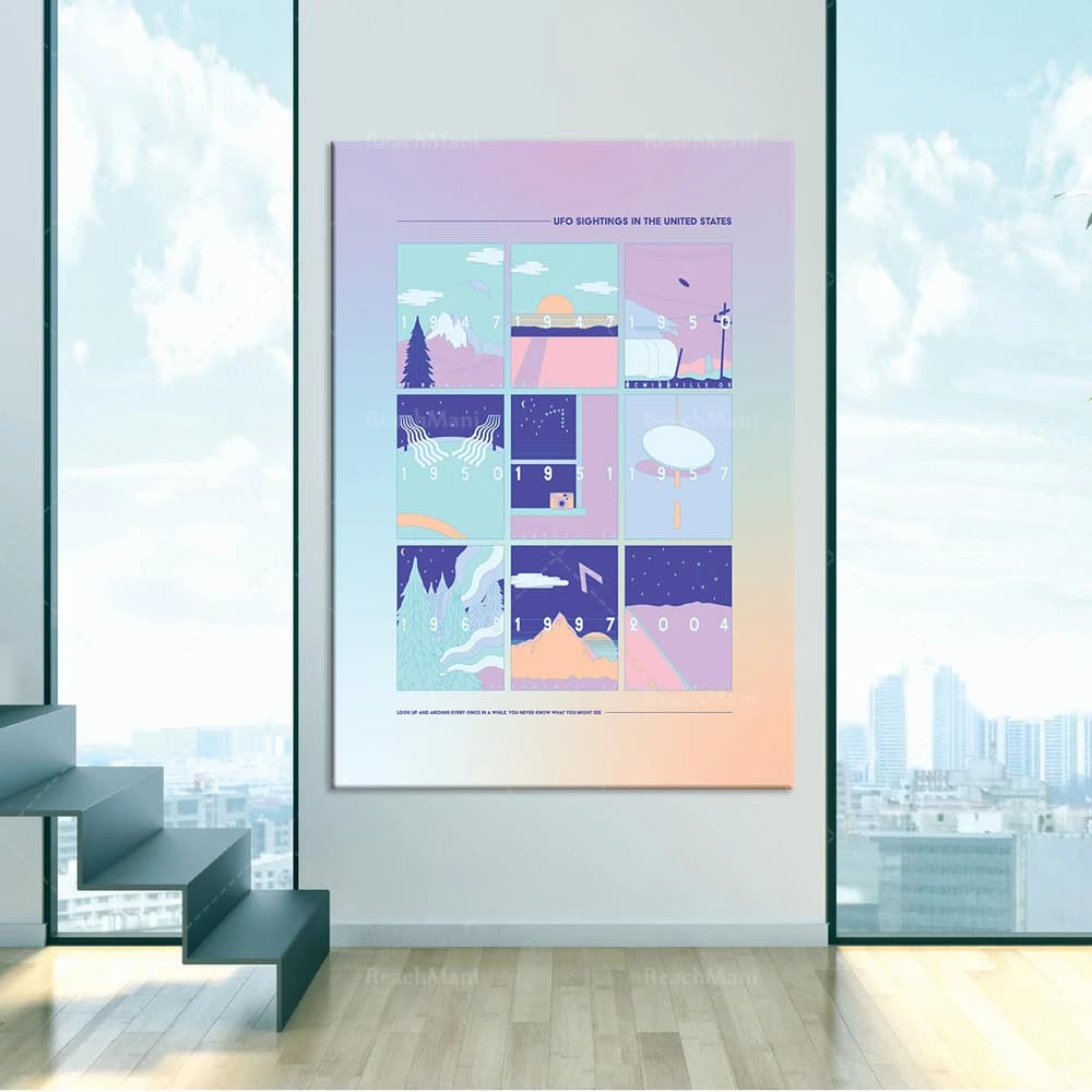 UFO eyewitness printable wall art, UFO posters, alien art decoration posters