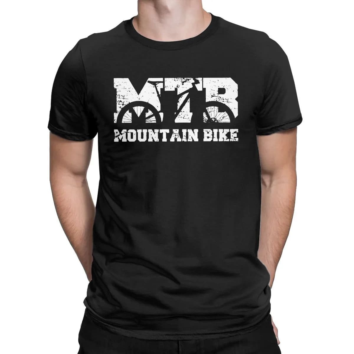 Mountain Biking Vintage MTB Distressed Design bicycling 100% Cotton Short Sleeve Men Round Collar Newest T-Shirt for men