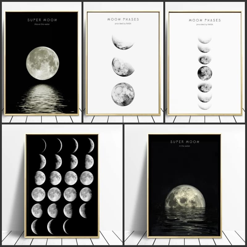 Minimalist Luna Wall Art Moon Phase Canvas Posters and Prints Abstract Painting Nordic Decoration Pictures Modern Home Decor