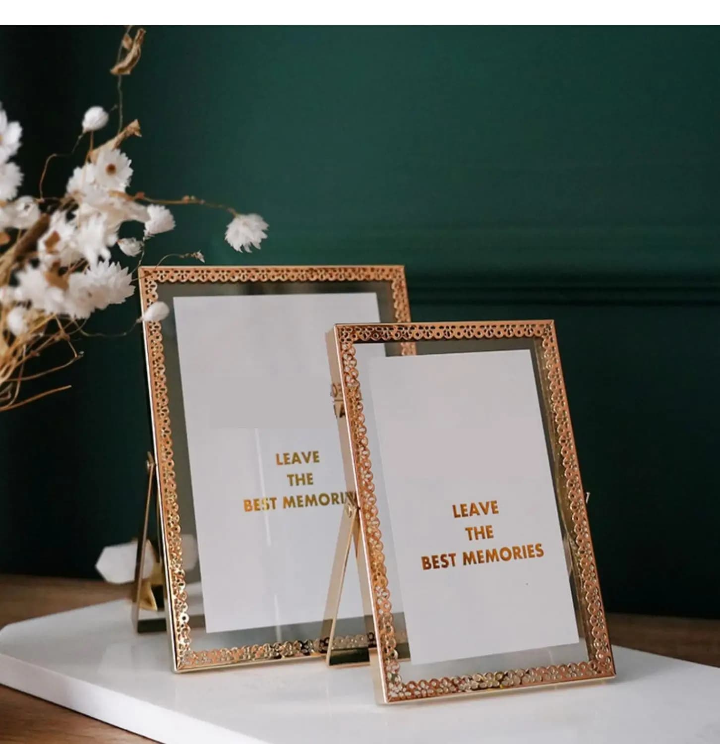 Home Metal Bracket Golden Lace Creative Photo Frame, Modern Fashion Light Luxury Decoration Photo Frame