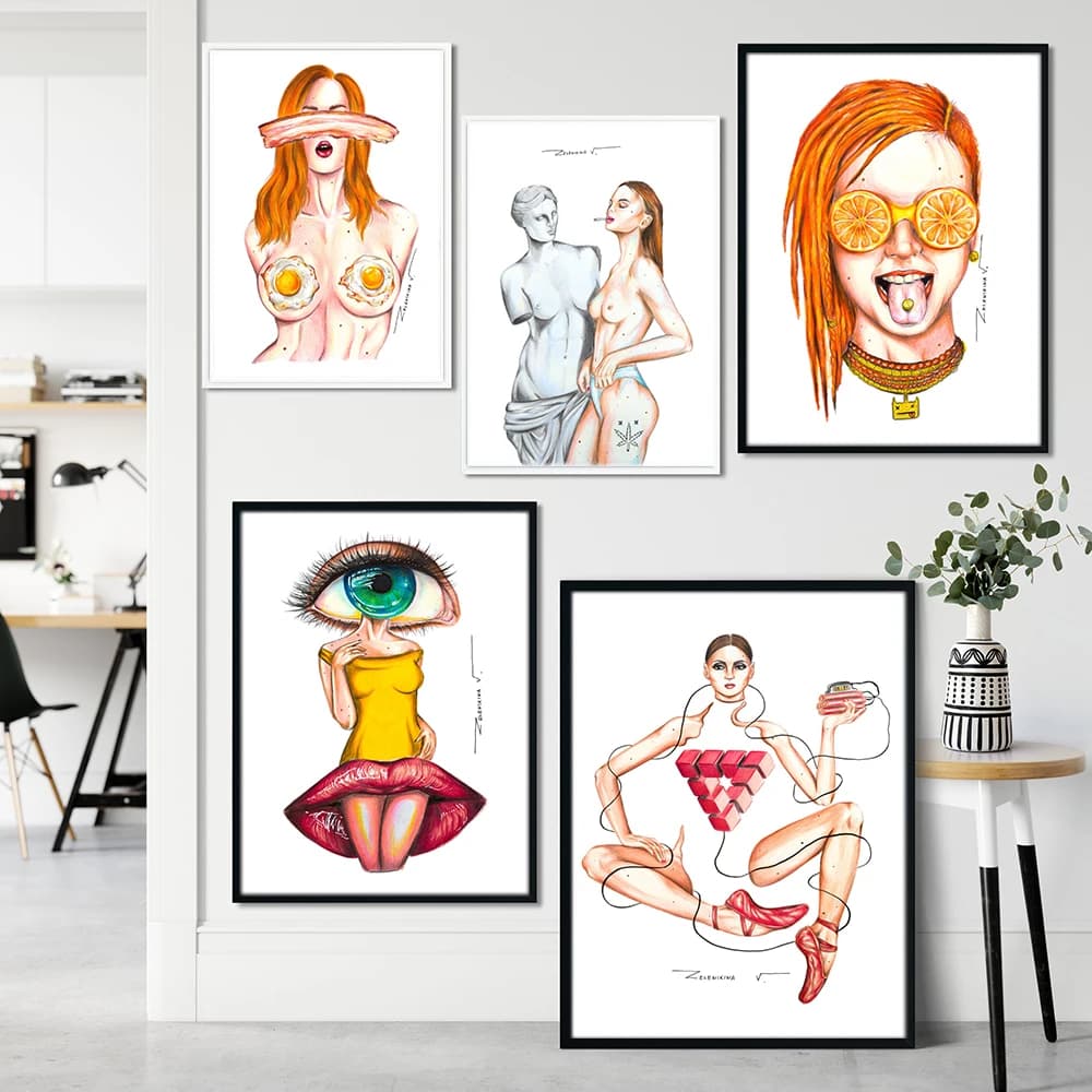Abstract Human Organs Model Art Print Boho Feminist Poster Woman Eyes Chest Venus Canvas Pictures Doctor Office Room Wall Decor