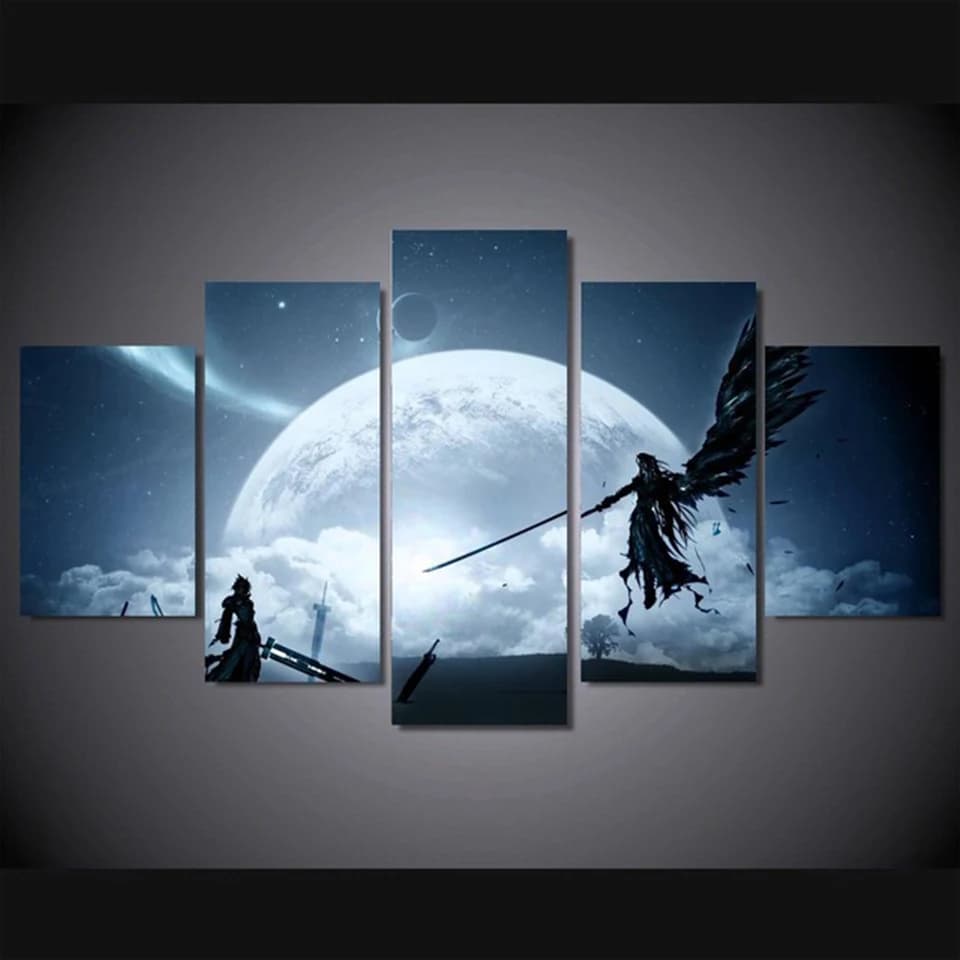 Canvas mural picture home decoration 5 pieces game animation character scene oil painting HD print poster frame