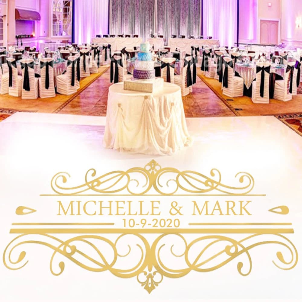 Wedding Dancing Floor decor Decal Wedding Dance Floor Decoration Customized Name and Date removeable vinyl DIY sticker Y100