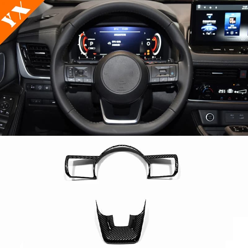 for Nissan X Trail T33 Rogue Qashqai J12 accessories Car Steering Wheel Switch Button control Decor Cover 2021 2022 ABS Carbon