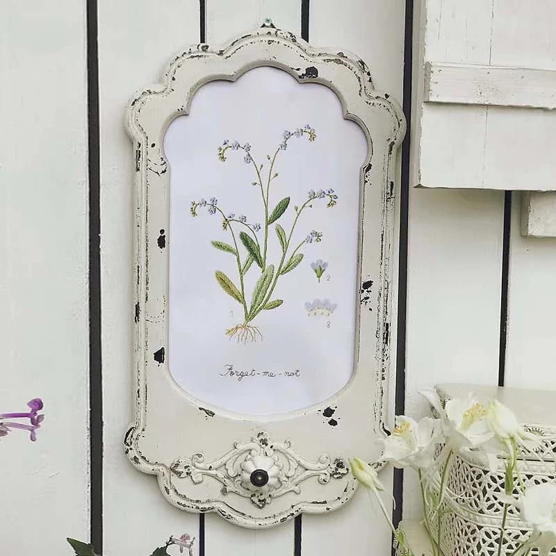 hand carving shabby chic retro wooden wall decor picture photo frame with a knob