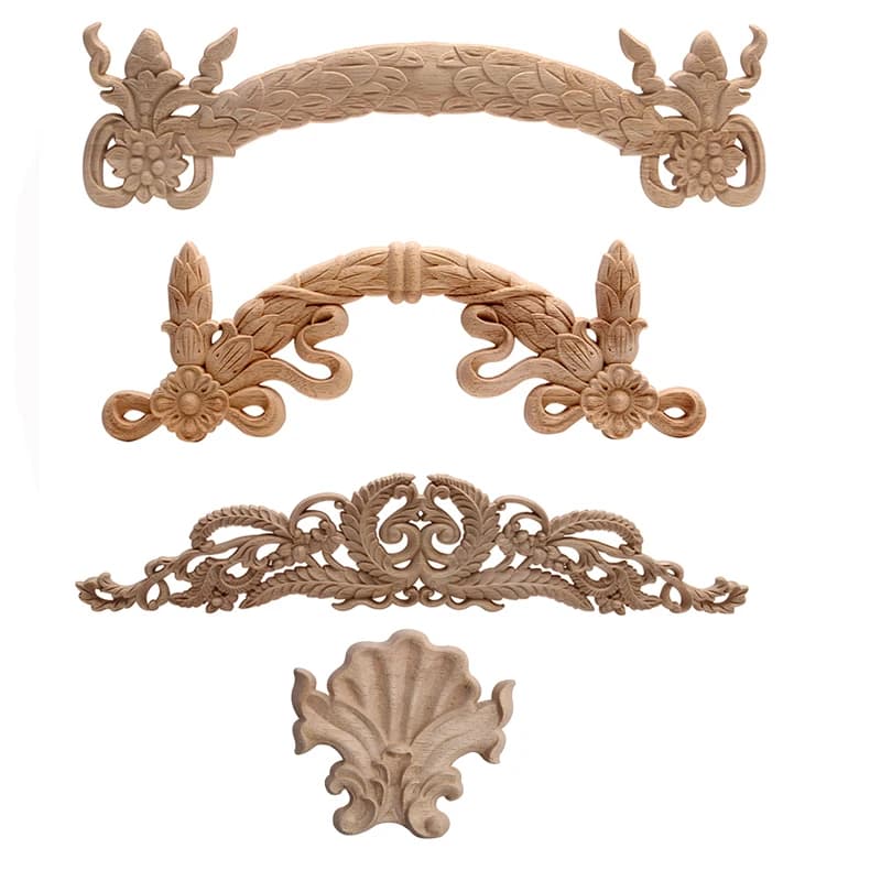 European-style Wood Carving Decal Solid Wood Furniture Decorative Accessories Door Heart Long Flower Pieces Wholesale and Retail