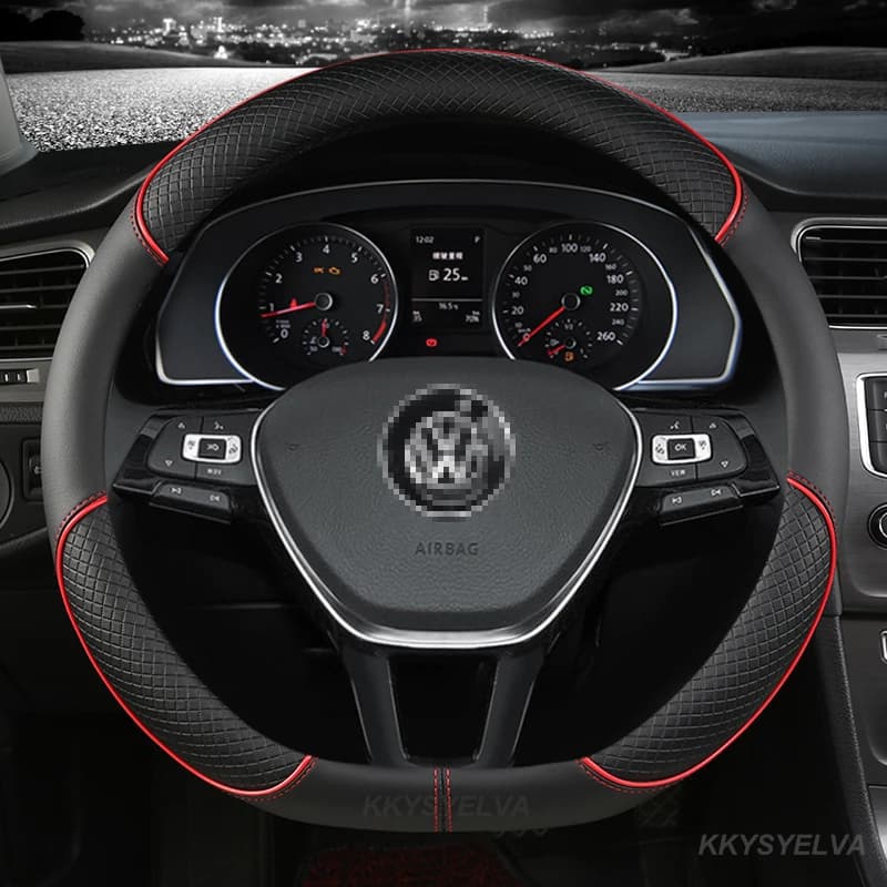 Car Steering Wheel Cover 38cm PU Leather For VW Sharan Passat Caddy Touran Tiguan Golf Polo Teramont Atlas T-Roc T-cross