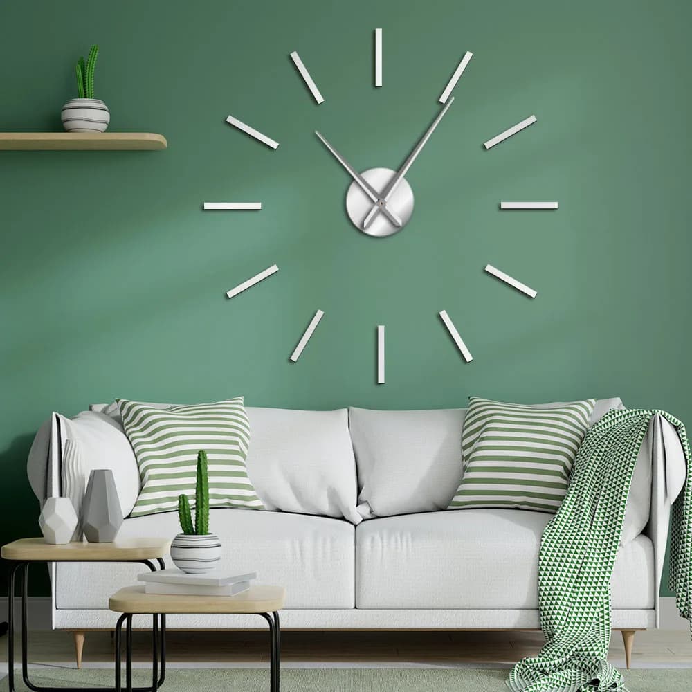 3D Big Acrylic Mirror Effect Wall Clock Simple Design Wall Art Decorative Quartz Quiet Sweep Modern Big Clock Hands Wall Watch