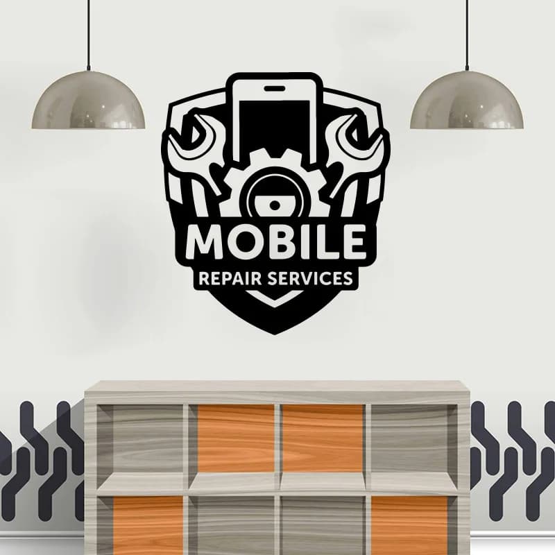 Cellphone Repair Service Shop Wall Sticker Business Mobile Phone Gear Screwdriver Tools Wall Decal  Home Decor