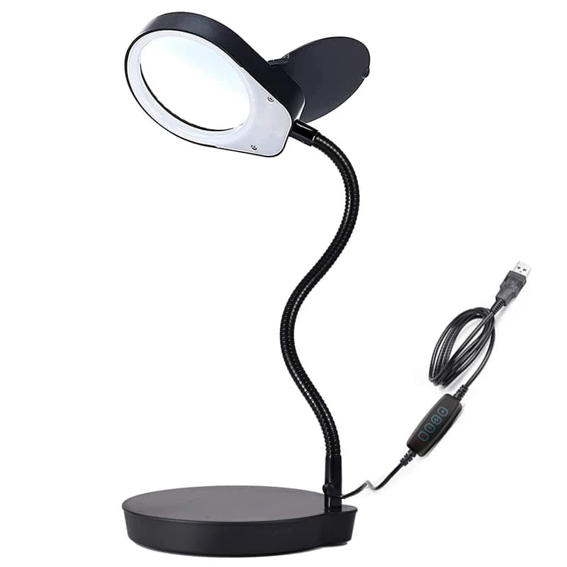 3 Colors Led Table Lamp Magnifier 8x15x 3x10x 5x Glass Lens Loupe Flexible Arm Dimmable Illuminated Magnifying Glass Desk Light