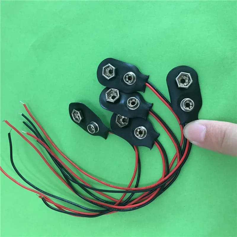5pcs/lot 9V Battery Buckle ST076 6F22 Battery Holder Type T and I Cable Connector Line length 15cm DIY Tool Parts Drop Shipping