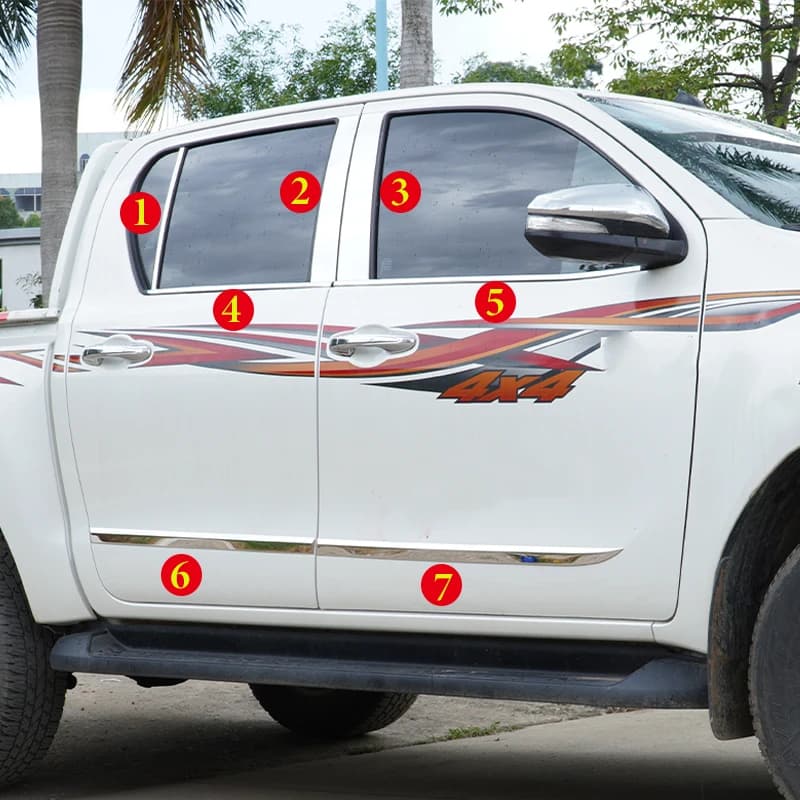 Car Window Trim Door Body Side Trim Strips Garnish Exterior  Chrome Decorative Car-styling For Toyota Hilux 2015-2021Accessories