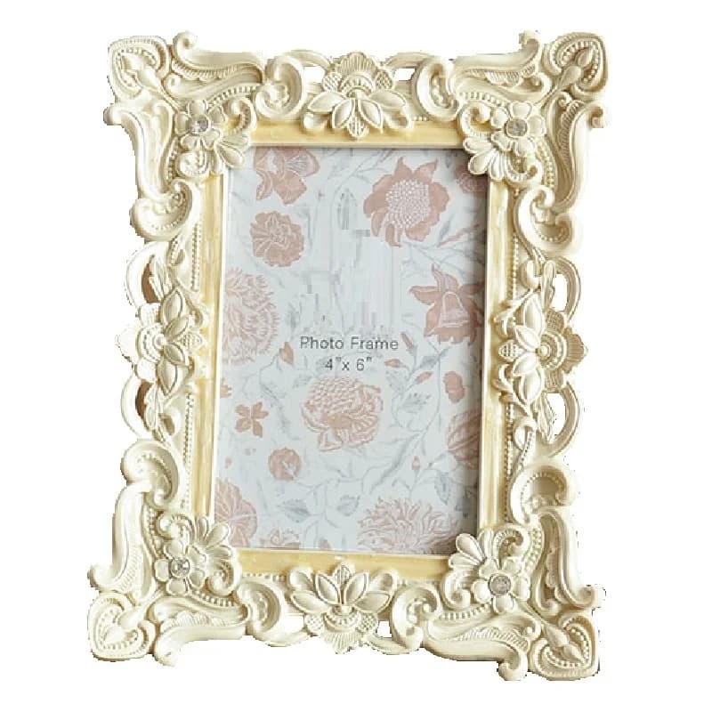 European-Style  Home Decoration Retro Pearl White Hollow Carved Photo Frame