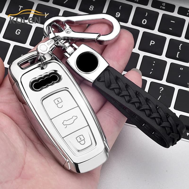 TPU + PC Car Remote Key Case Cover Shell For Audi A6 A7 A8 C8 Q5 Q7 Q8 D5 E-Tron 2019 2020 Protection Bag Fob Auto Accessories