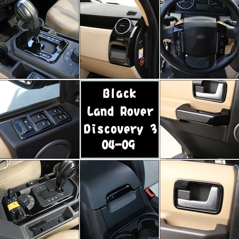 Car Interior Refit Full Set of Accessories For Land Rover Discovery 3 LR3 04-09 ABS Black Center Console Frame Decorative Panel