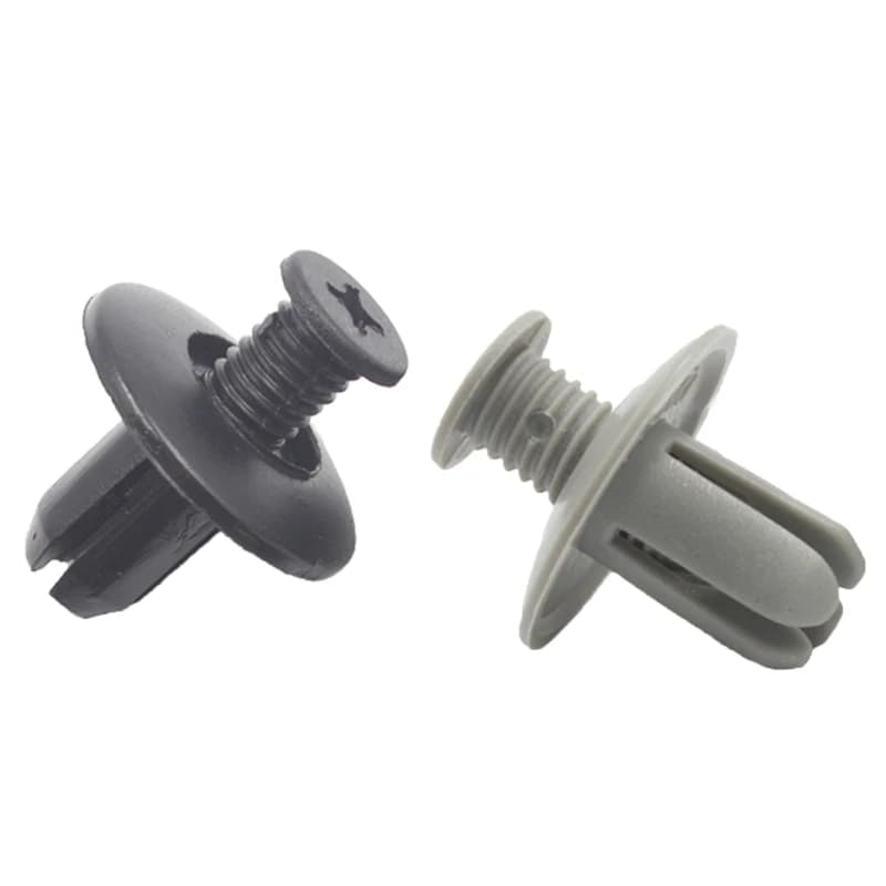 Kalili 8mm Hole Auto Door Trim Retainer Clips Black/Gray Push-Type Expanding Nylon Rivet Bumper Fasteners for Vehicle Repair