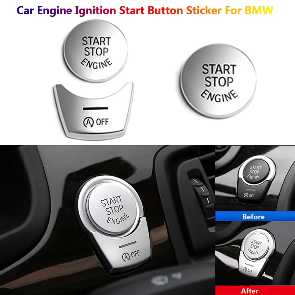 Chrome Car Ignition Start Stop Switch Button Cover Trim For BMW 5 6 7 F10 F07 F11 F18 F01 F02 F06 F12 F13 Auto Accesoire voiture