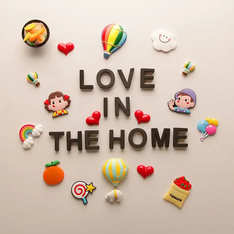 Creative 3D Cartoon Fridge Magnets PVC Food Refrigerator Magnetic Sticker Set Home Decor Fridge Magnetic Stickers Kids Gift
