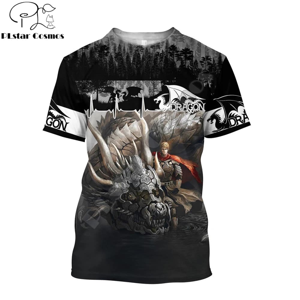 2021 Summer Hipster Men t-shirt Beautiful Dragon Knight Armor 3D Printed Harajuku Short sleeve T shirt Unisex Casual tops TX0161