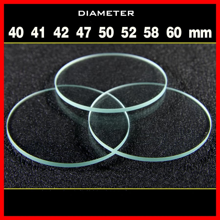 1PC Flat Glass Lens 40-60mm Diameter 1.8mm Thickness Clear Optical Lens for Flashlight Torch Lamp Glare Light Replacement