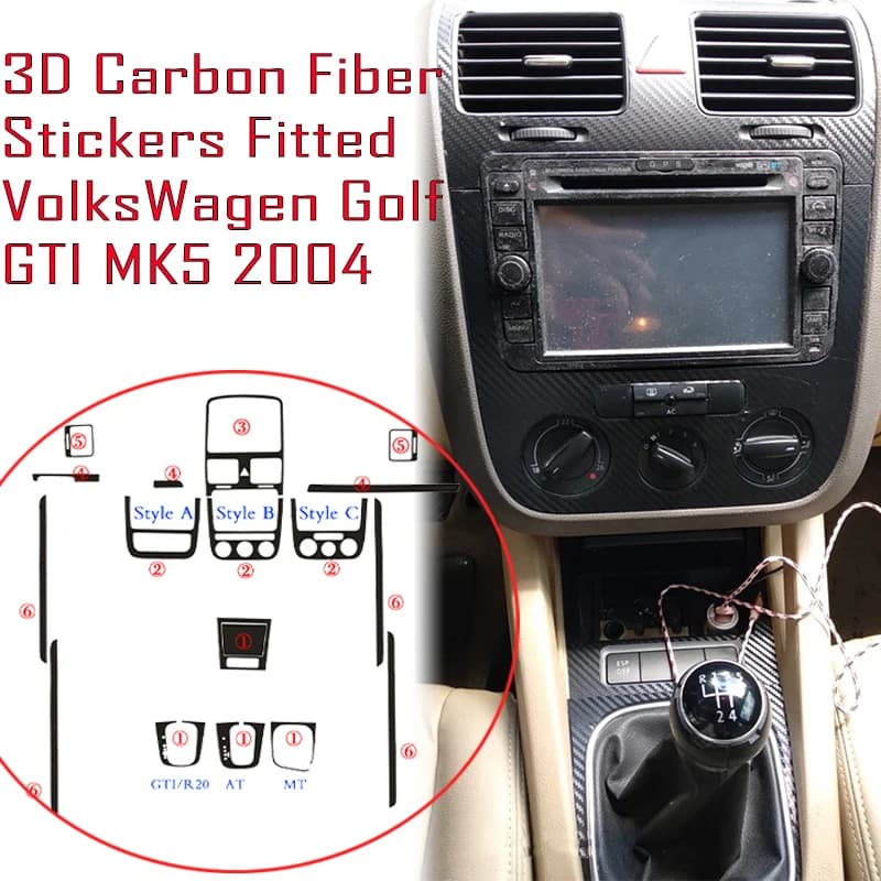 Car-Styling Car Interior Center Console Color Change Carbon Fiber Molding Sticker Decals For VolksWagen Golf GTI MK5 2004
