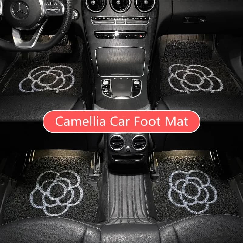 New Four Seasons Cartoon Camellia Anti-dirty Anti-slip Protective Silk Loop Creative Car Foot Carpet Mat