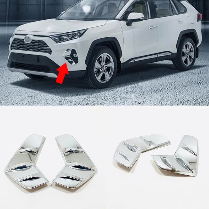 For Toyota RAV4 accessories 2019-2023 Chrome Carbon Car front fog lampshade cover frame Cover Trim Sticker car styling 2pcs