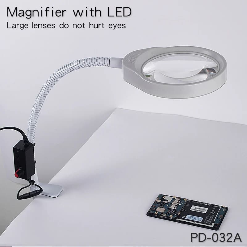 Magnifier Lamp with 3X 5X 8X 10X or 10X20X Magnifying Glass for Embroidery Salon Crafts Repair Soldering Reading Beauty Nail Use
