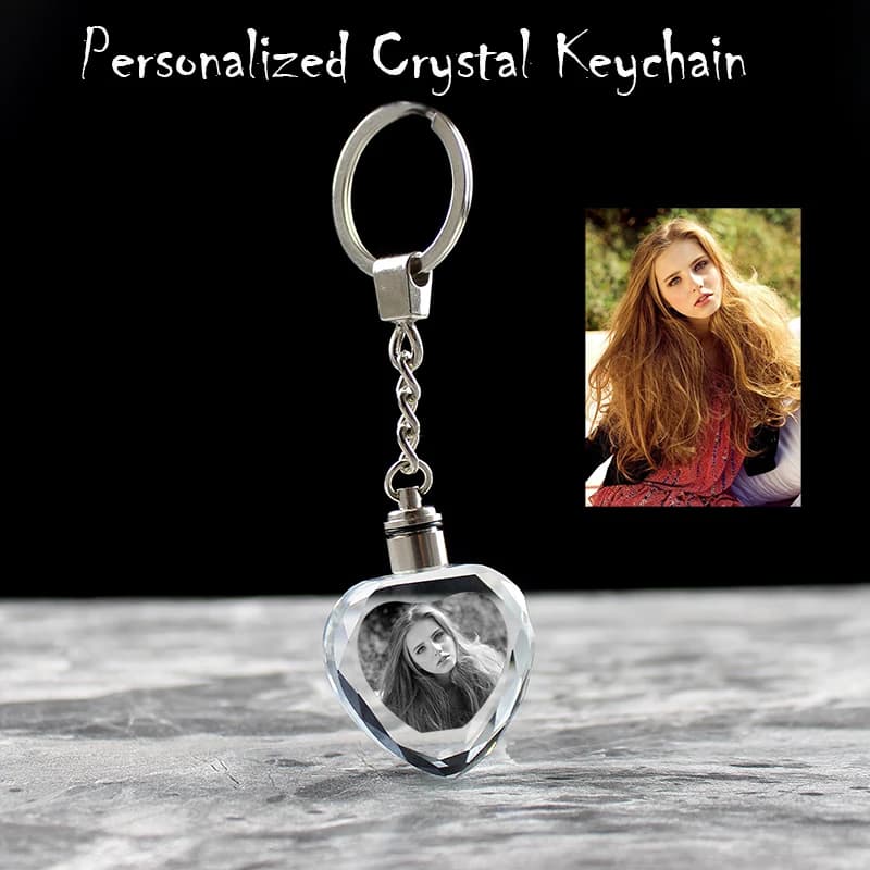 Personalized Crystal LED Lighting Glass Keychain Craft Souvenirs Birthday Valentines Day Gift  Family Friend Party Favors Gifts