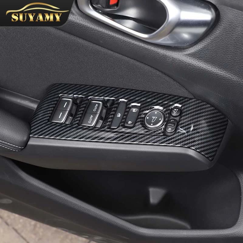 For Honda Civic 11th Gen 2022 Car Window Switch Panel Trims Carbon Fiber Decorative Interior Auto Modeling Accessories LHD&RHD