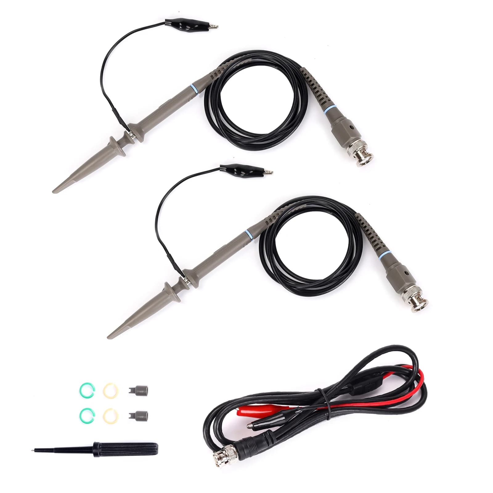 1Set 2x 100MHz Oscilloscope Clip Probes And 1xBNC-Q9 To Double Alligator Clip Test Cable Kit For Oscilloscope, Signal Generators
