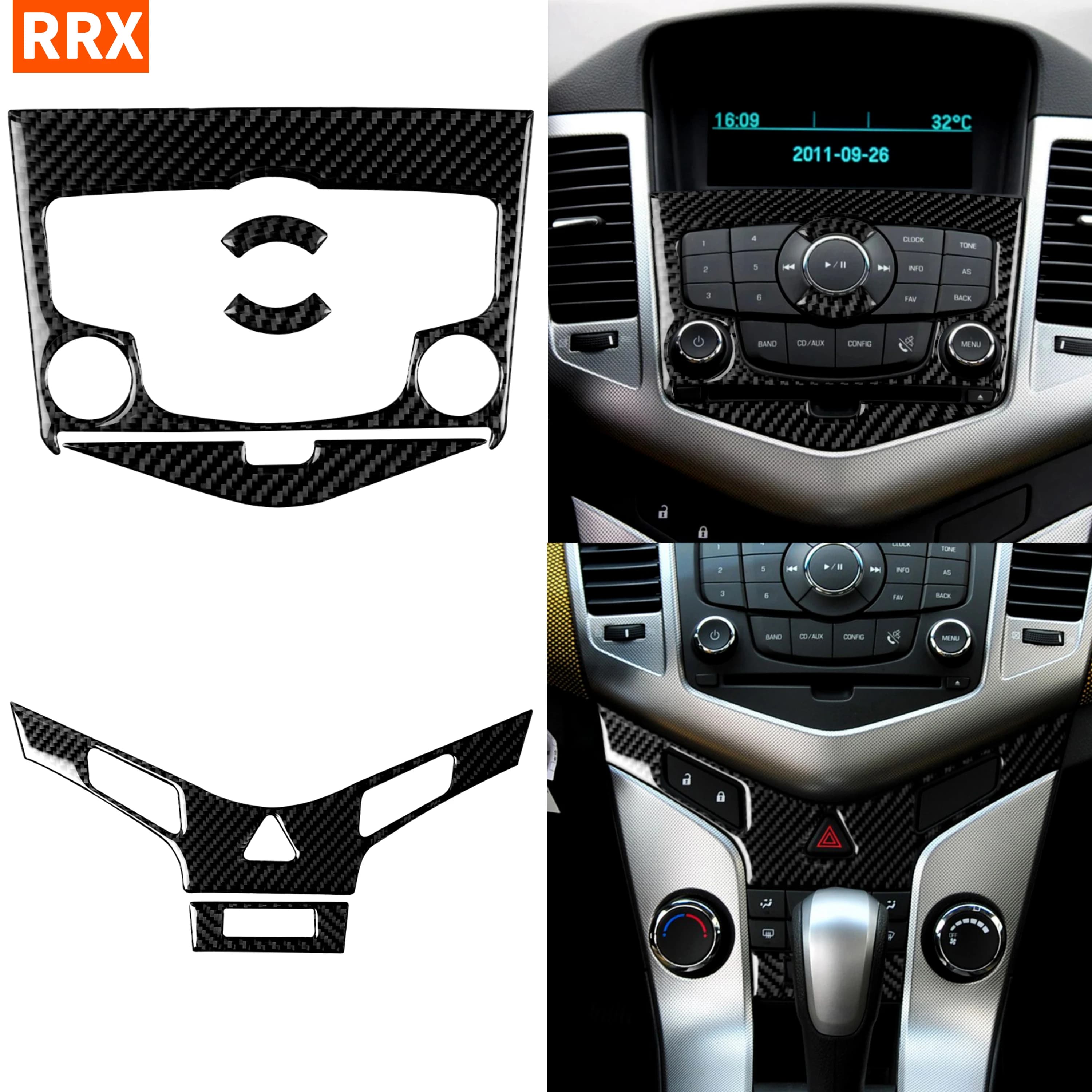 For Chevrolet Cruze 2009-2015 Real Carbon Fiber Stickers Central Radio AC CD Control Panel Car Accessories Interior decorative